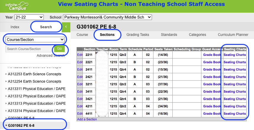Viewing Seating Charts Non Teachers